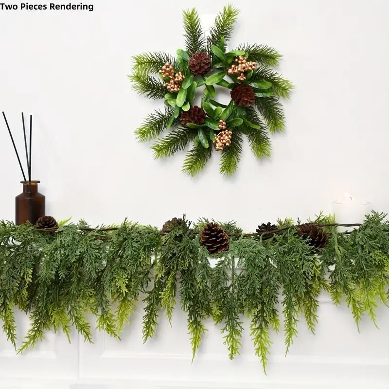 72" Real Touch Cedar Garland with 10 Artificial Pine Cones – Rustic Greenery for Party, Wedding & DIY Decor