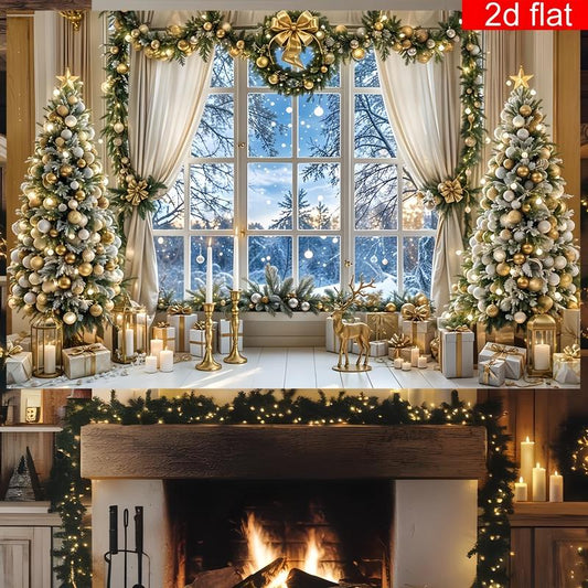 1pc 2D Flat Christmas Banner, Durable Polyester Backdrop for Holiday Parties & Photo Shoots