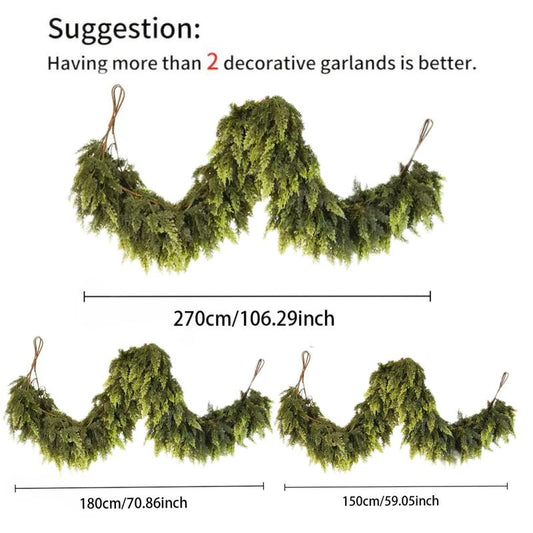 72 Inch Artificial Cedar Garland, Thick Pine Greenery for Indoor & Outdoor Christmas