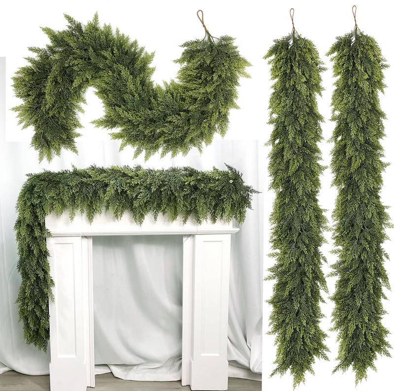 2-Pack 6FT Artificial Cedar Garlands – Real Touch Winter Greenery for Christmas Decor