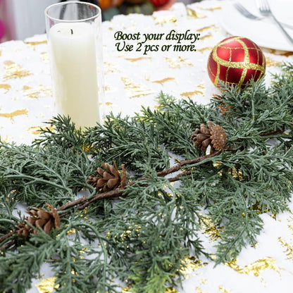 72" Real Touch Cedar Garland with 10 Artificial Pine Cones – Rustic Greenery for Party, Wedding & DIY Decor