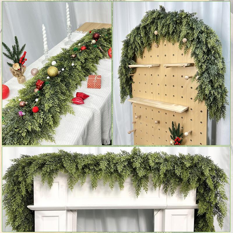 2-Pack 6FT Artificial Cedar Garlands – Real Touch Winter Greenery for Christmas Decor